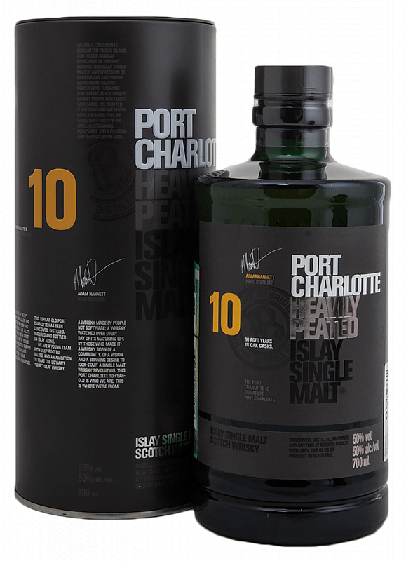 Брукладди Порт Шарлотт 10 лет односолодовый шотландский виски в подарочной упаковке 0.7 л