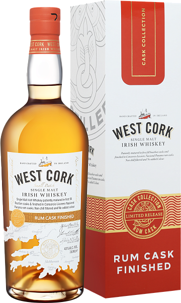 Виски West Cork Small Batch Rum Cask Finished Single Malt Irish Whiskey (gift box), 0.7 л в Перми