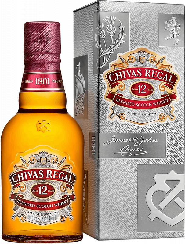 Чивас Ригал 12 лет купажированный шотландский виски в подарочной упаковке 0.375 л